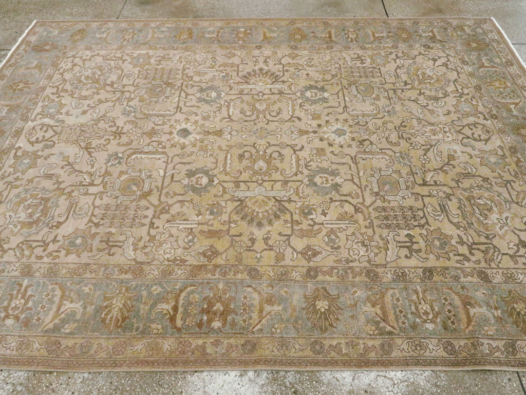 Vintage Persian Tabriz Accent Carpet, No.24440 - Staging
