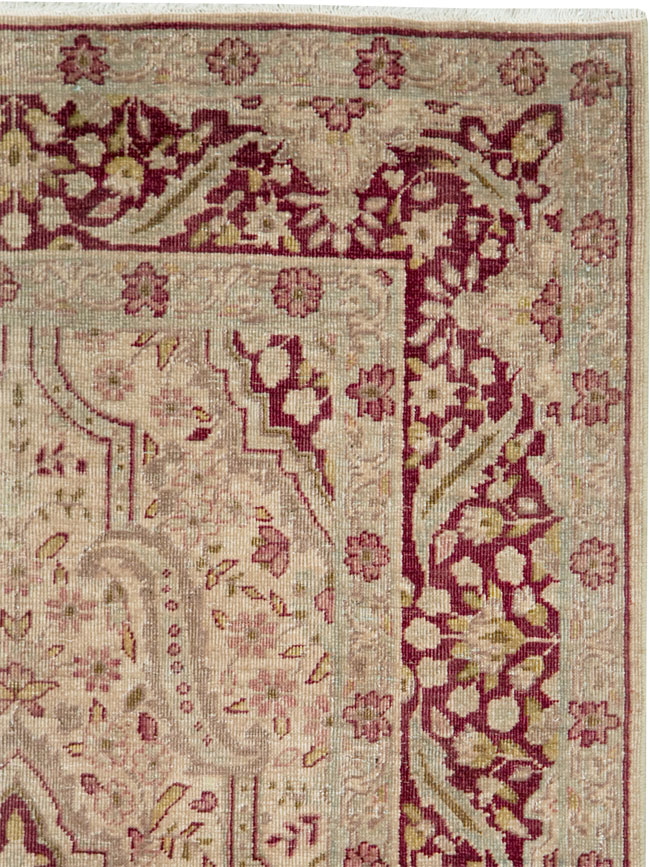 Antique Persian Tabriz Accent Rug, No.24442 - Staging