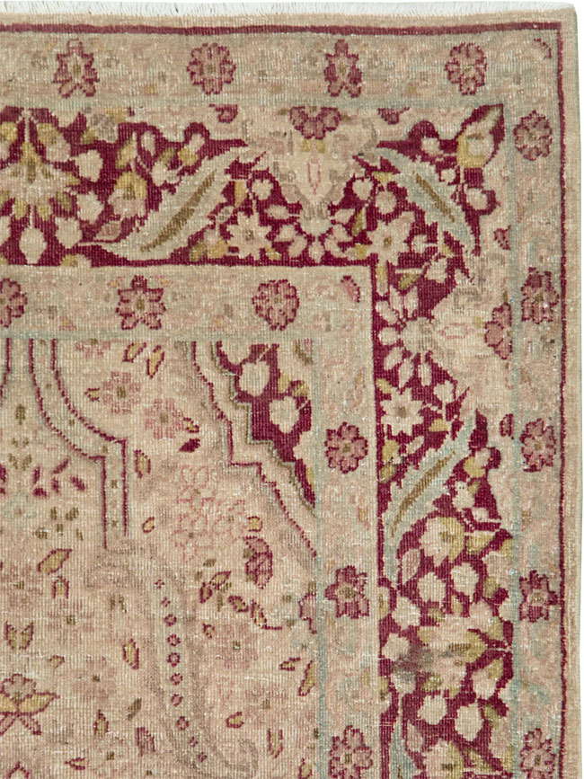 Antique Persian Tabriz Accent Rug, No.24442 - Staging