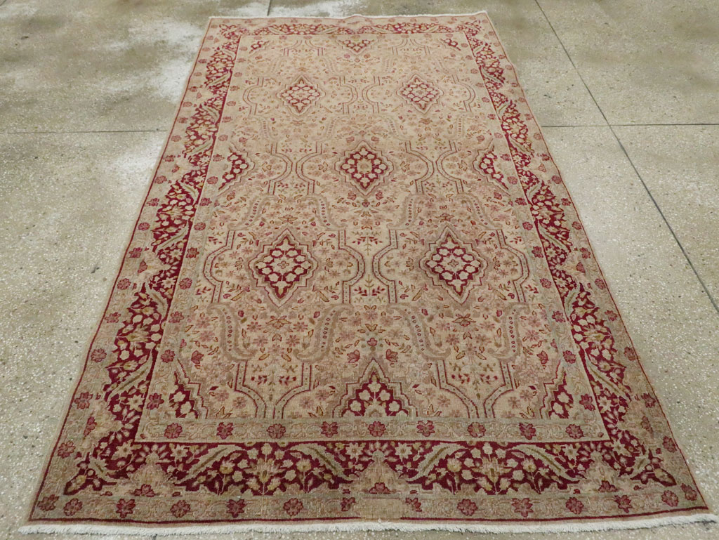 Antique Persian Tabriz Accent Rug, No.24442 - Staging