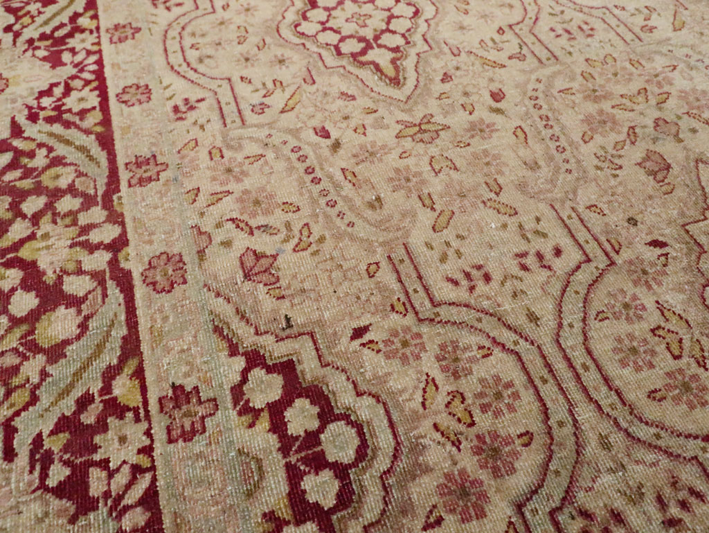 Antique Persian Tabriz Accent Rug, No.24442 - Staging