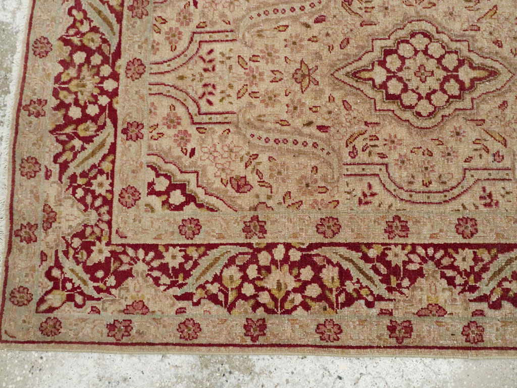 Antique Persian Tabriz Accent Rug, No.24442 - Staging