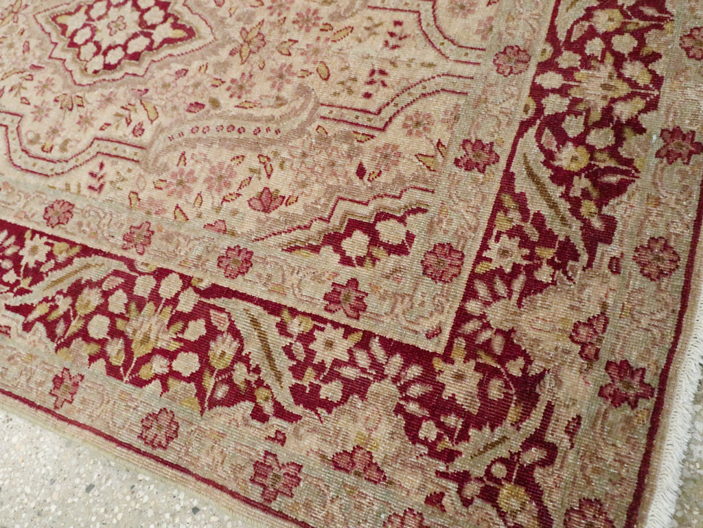 Antique Persian Tabriz Accent Rug, No.24442 - Staging