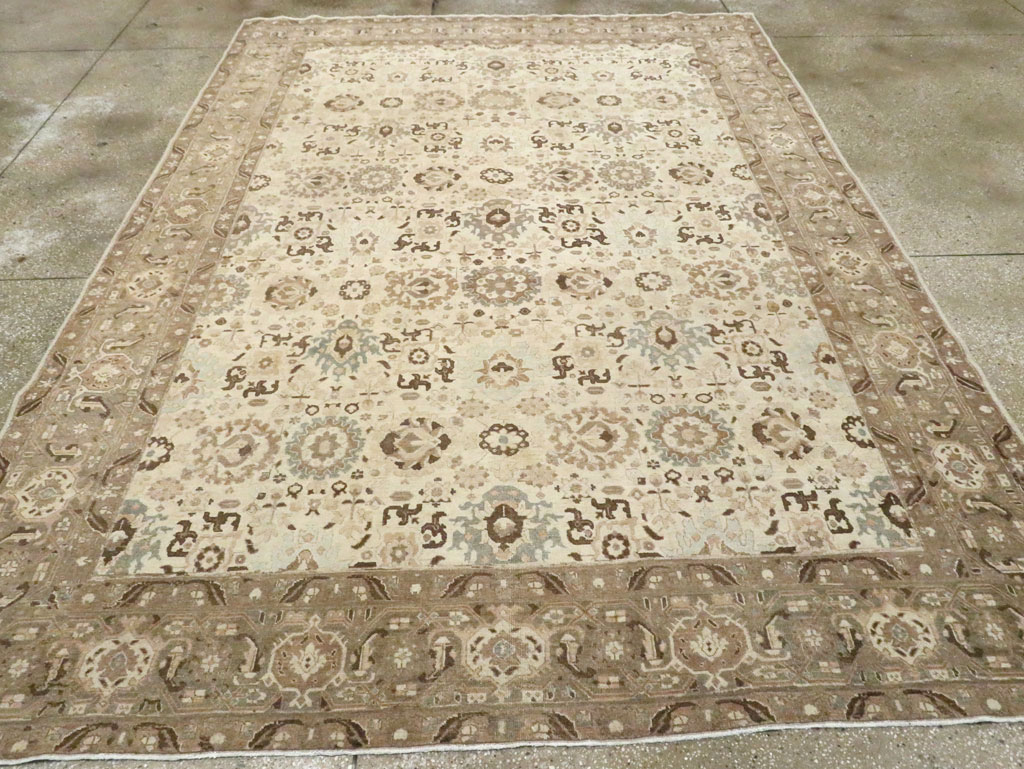 Antique Persian Tabriz Small Room Size Carpet, No.24445 - Staging