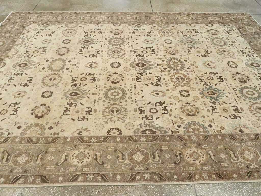 Antique Persian Tabriz Small Room Size Carpet, No.24445 - Staging