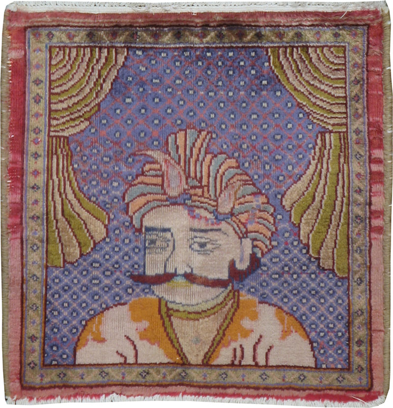 Vintage Persian Tabriz Pictorial Rug, No.24474 - Staging