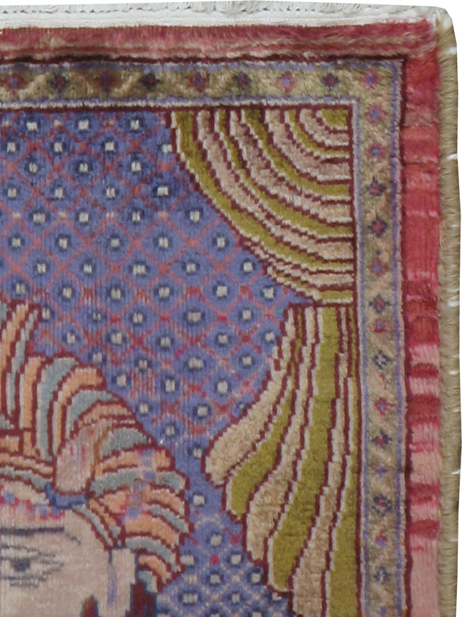 Vintage Persian Tabriz Pictorial Rug, No.24474 - Staging