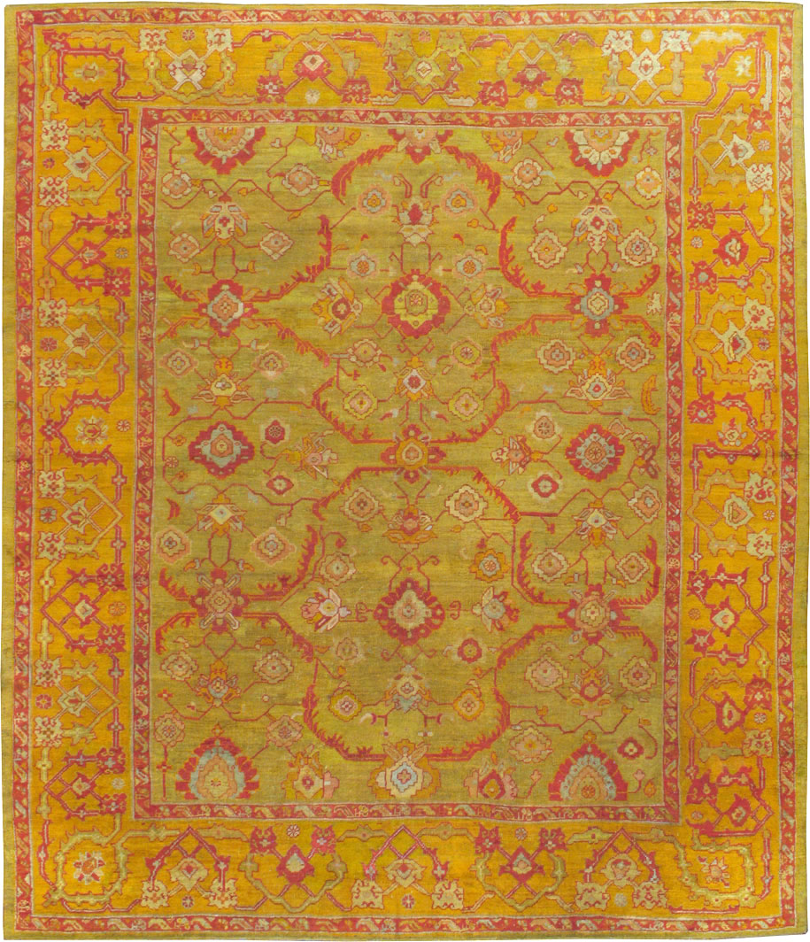 Antique Turkish Oushak Carpet, No.24476 - Staging