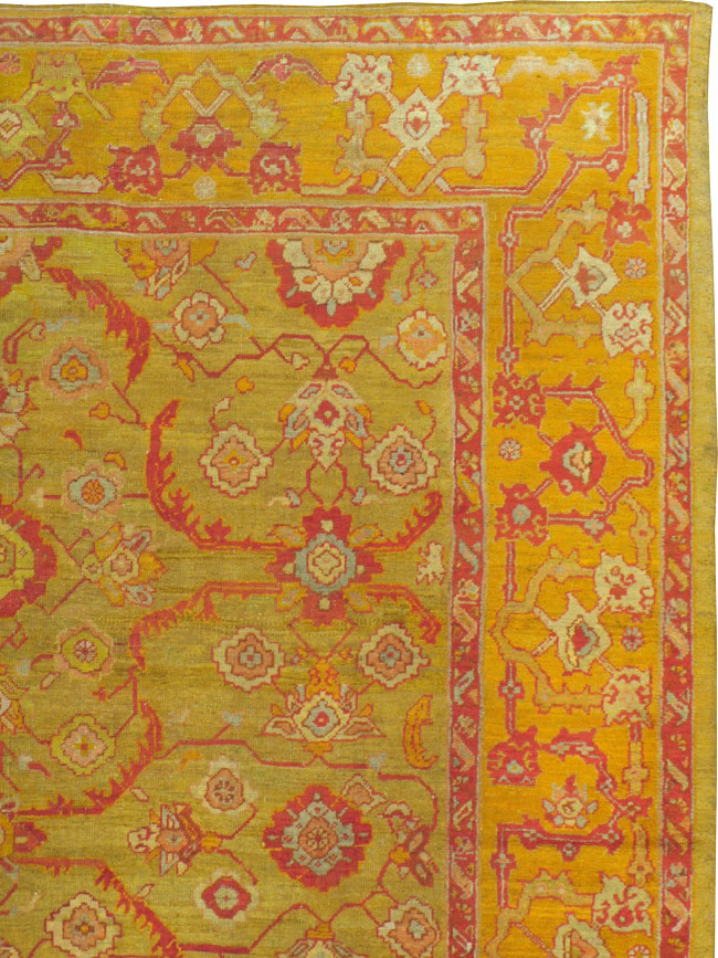 Antique Turkish Oushak Carpet, No.24476 - Staging