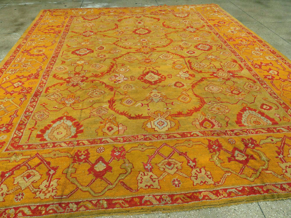 Antique Turkish Oushak Carpet, No.24476 - Staging