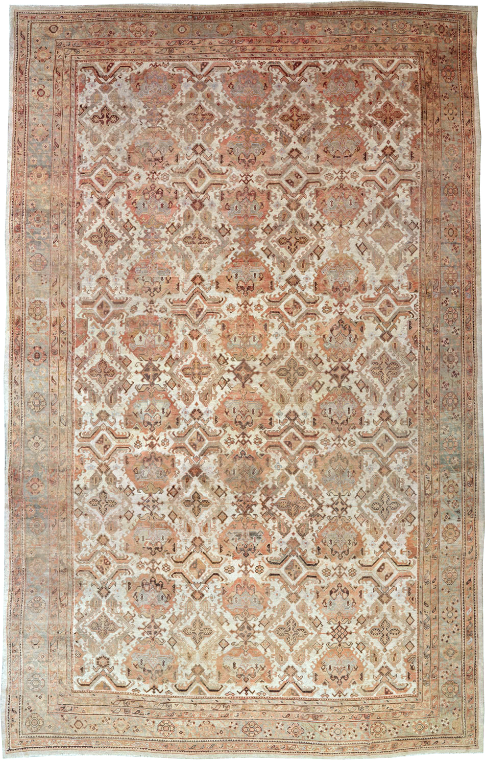Antique Turkish Oushak Carpet, No.24509 - Staging