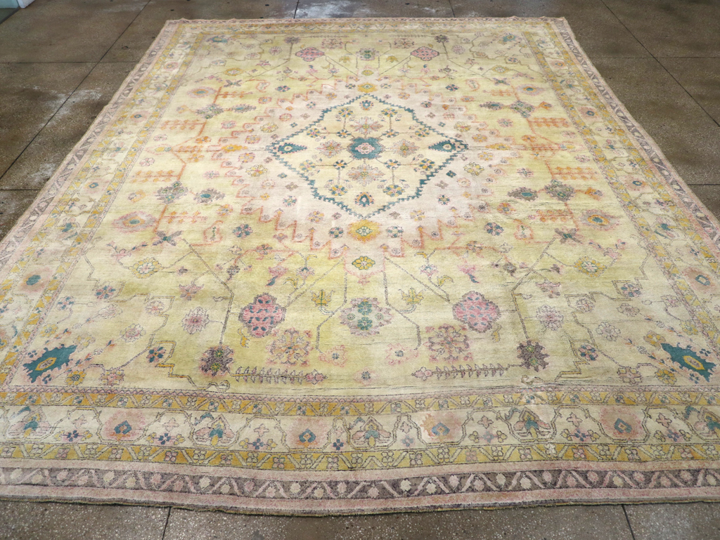 Vintage Indian Cotton Agra Carpet, No.24524 - Staging