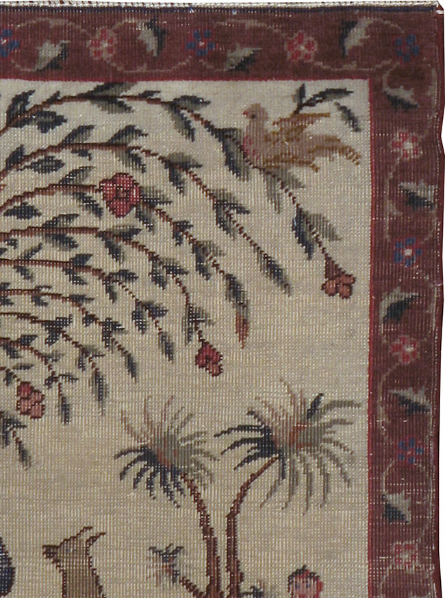 Vintage Persian Tabriz Pictorial Rug, No.24526 - Staging