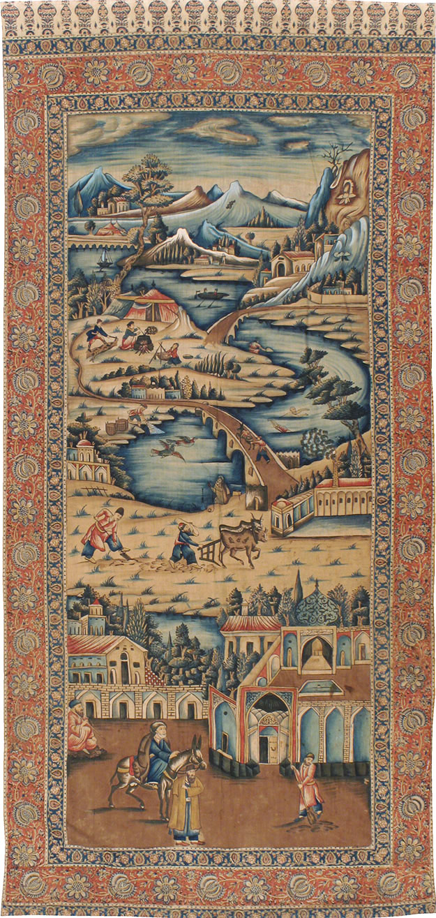 Vintage Persian Pictorial Textile, No.24527 - Staging