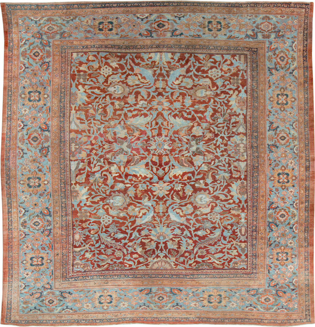 Antique Persian Sultanabad Large Square Room Size Carpet, No.24539 - Staging