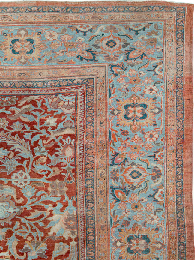 Antique Persian Sultanabad Large Square Room Size Carpet, No.24539 - Staging
