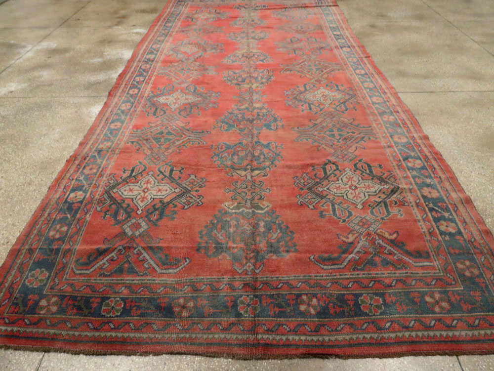 Antique Turkish Oushak Gallery Carpet, No.24548 - Staging