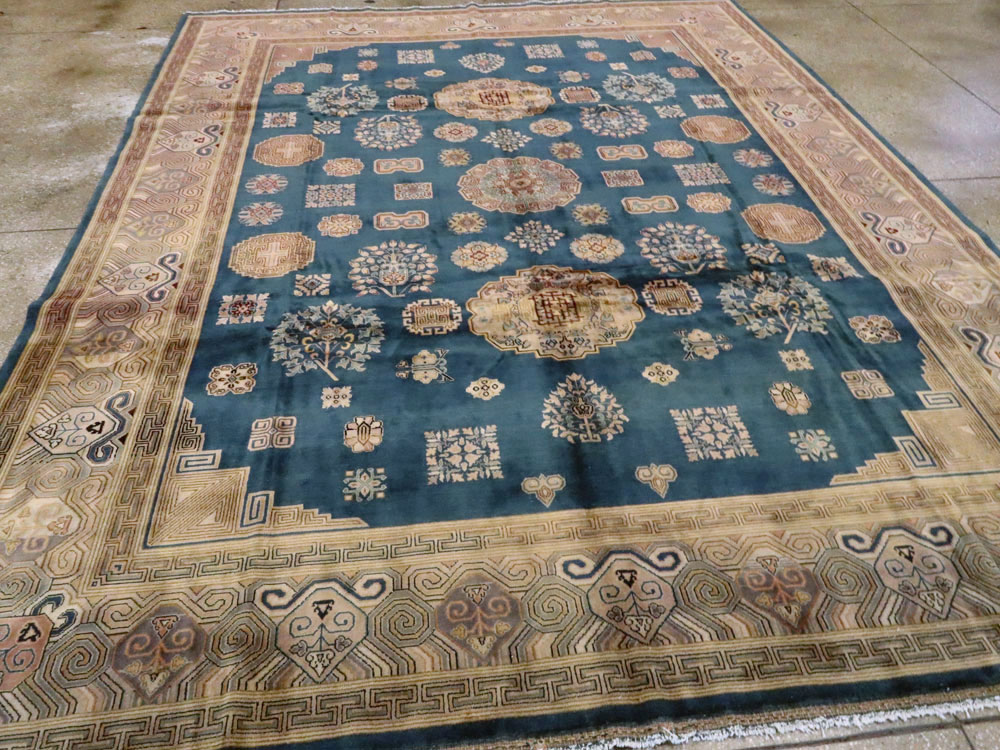 Vintage East Turkestan Khotan Rug, No.24552 - Staging