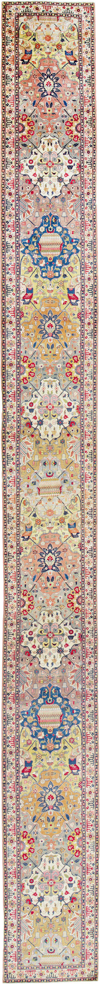 Vintage Persian Tabriz Runner, No.24553 - Staging