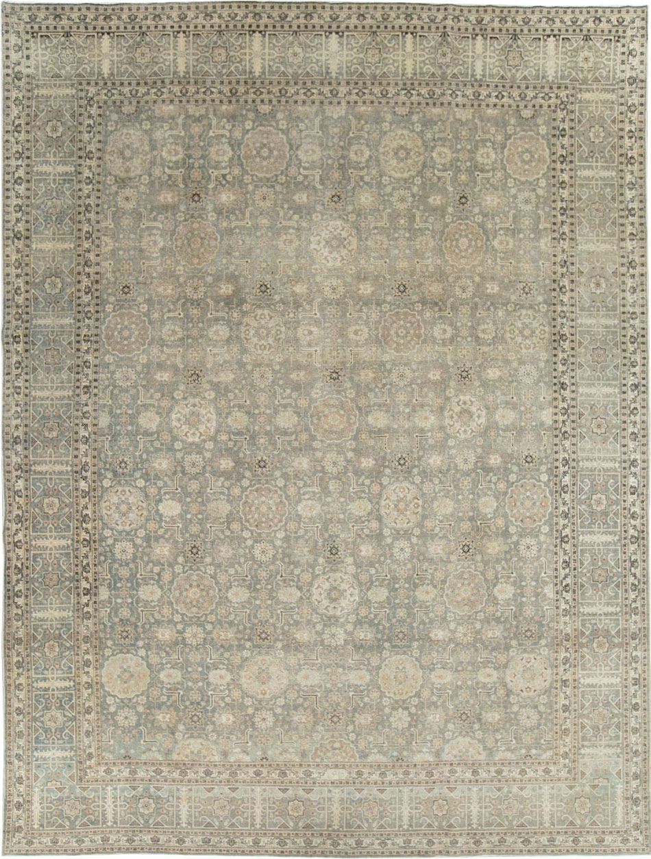 Antique Persian Tabriz Room Size Carpet, No.24570 - Staging