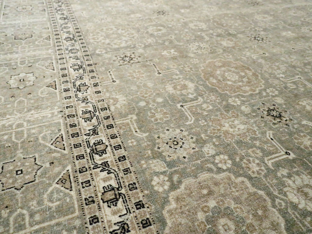 Antique Persian Tabriz Room Size Carpet, No.24570 - Staging