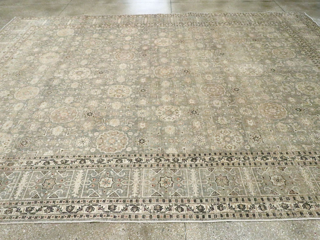 Antique Persian Tabriz Room Size Carpet, No.24570 - Staging