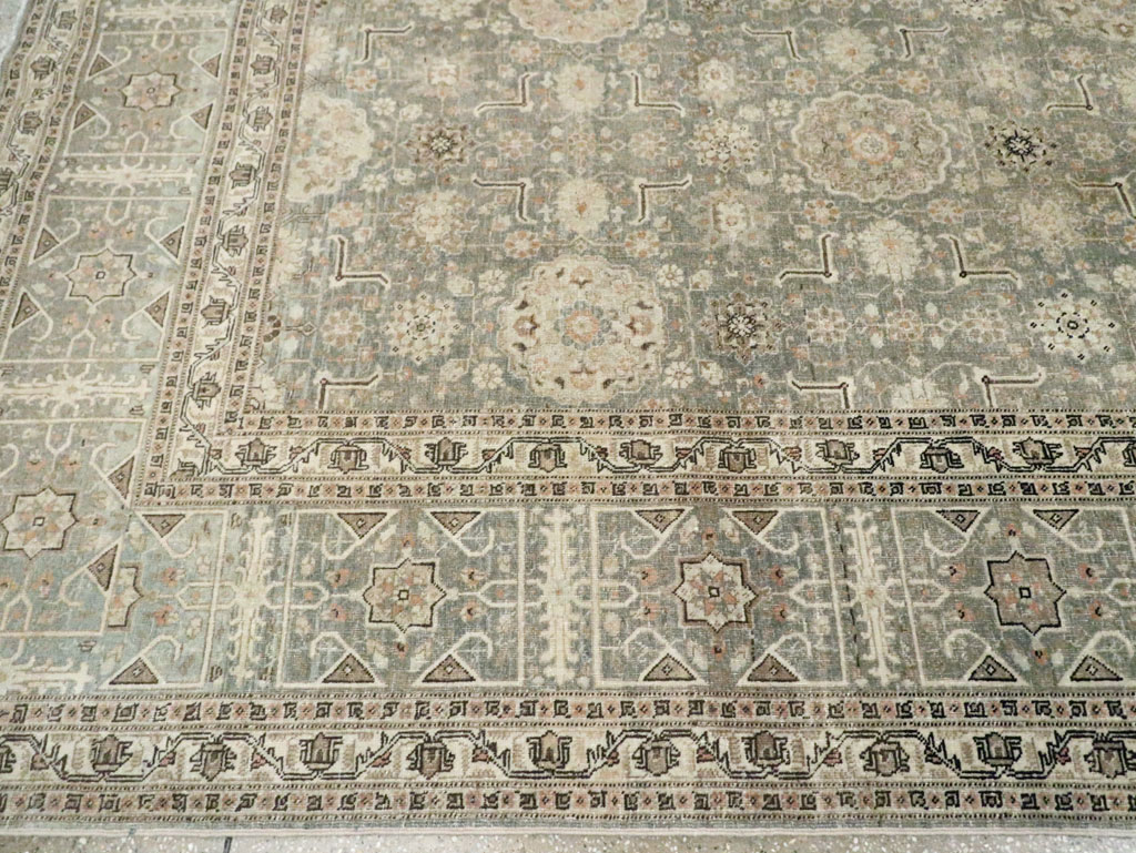 Antique Persian Tabriz Room Size Carpet, No.24570 - Staging