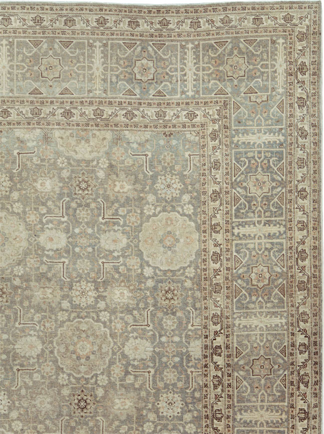 Antique Persian Tabriz Room Size Carpet, No.24570 - Staging