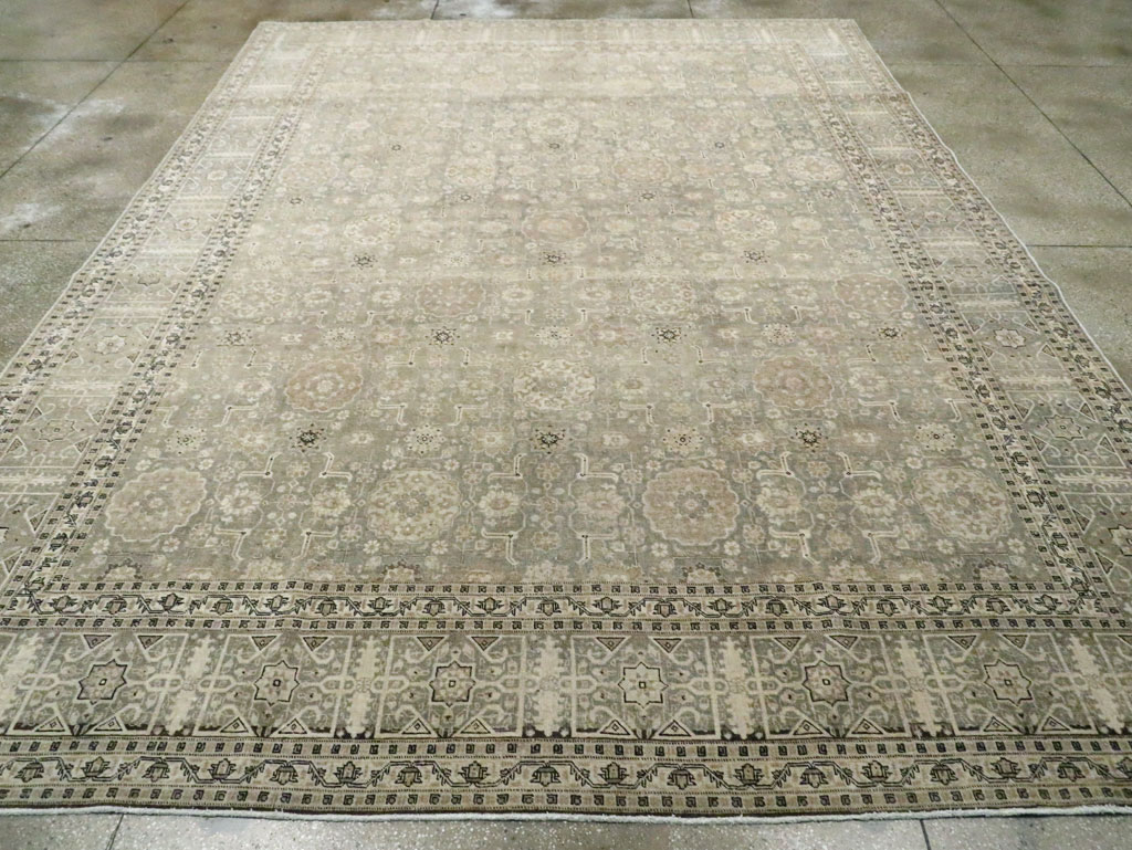 Antique Persian Tabriz Room Size Carpet, No.24570 - Staging