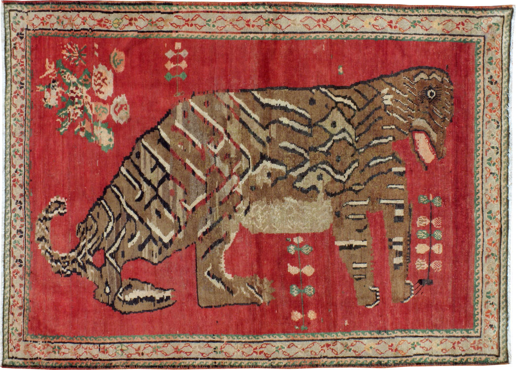 Antique Caucasian Karabagh Pictorial Rug, No.24589 - Staging