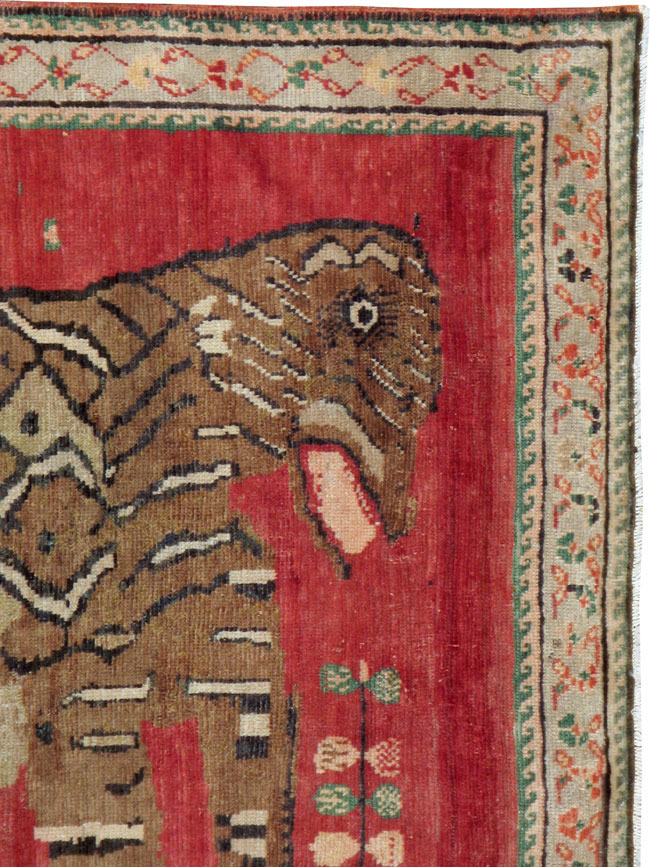 Antique Caucasian Karabagh Pictorial Rug, No.24589 - Staging