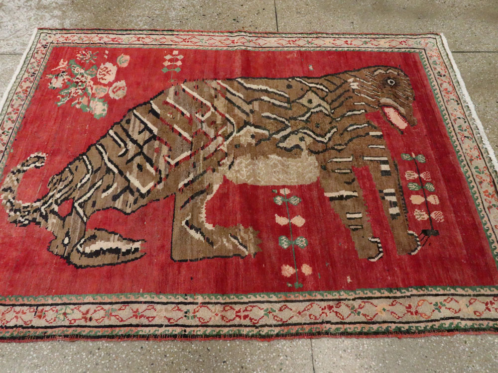 Antique Caucasian Karabagh Pictorial Rug, No.24589 - Staging