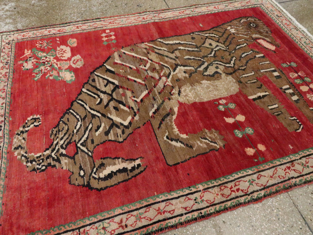 Antique Caucasian Karabagh Pictorial Rug, No.24589 - Staging