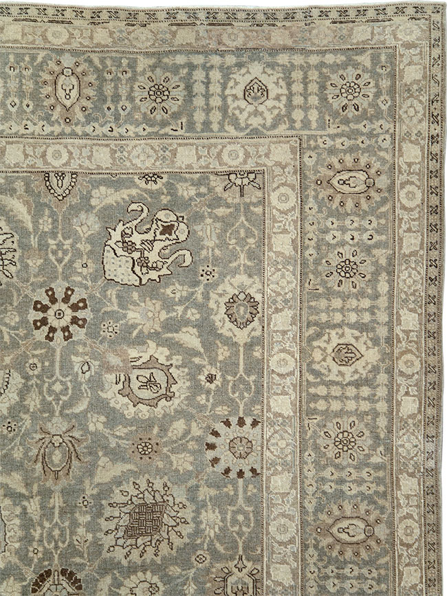 Antique Persian Tabriz Room Size Carpet, No.24597 - Staging