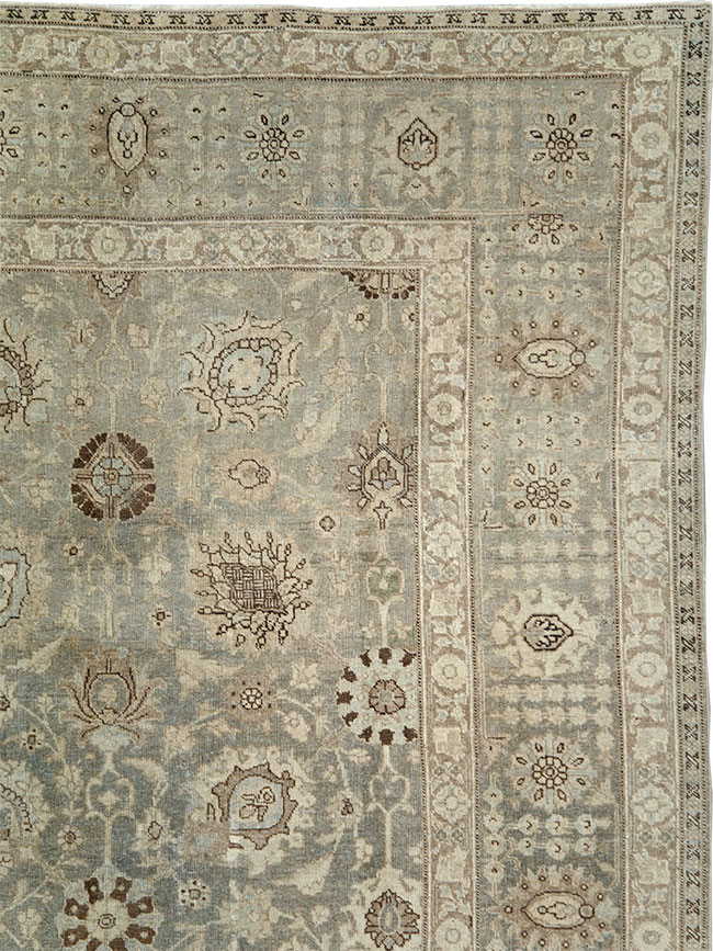 Antique Persian Tabriz Room Size Carpet, No.24597 - Staging