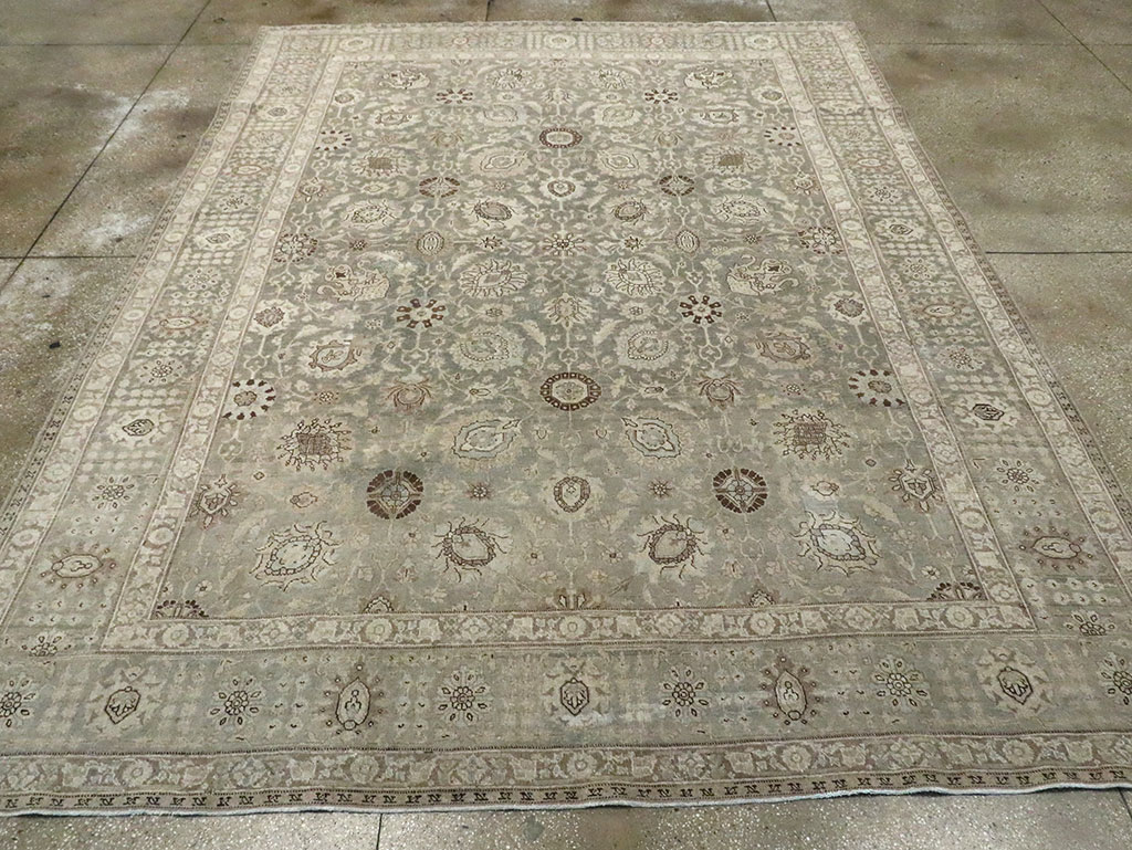 Antique Persian Tabriz Room Size Carpet, No.24597 - Staging
