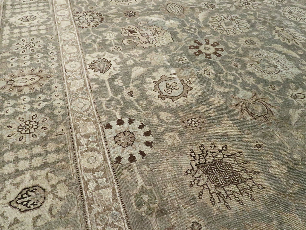 Antique Persian Tabriz Room Size Carpet, No.24597 - Staging