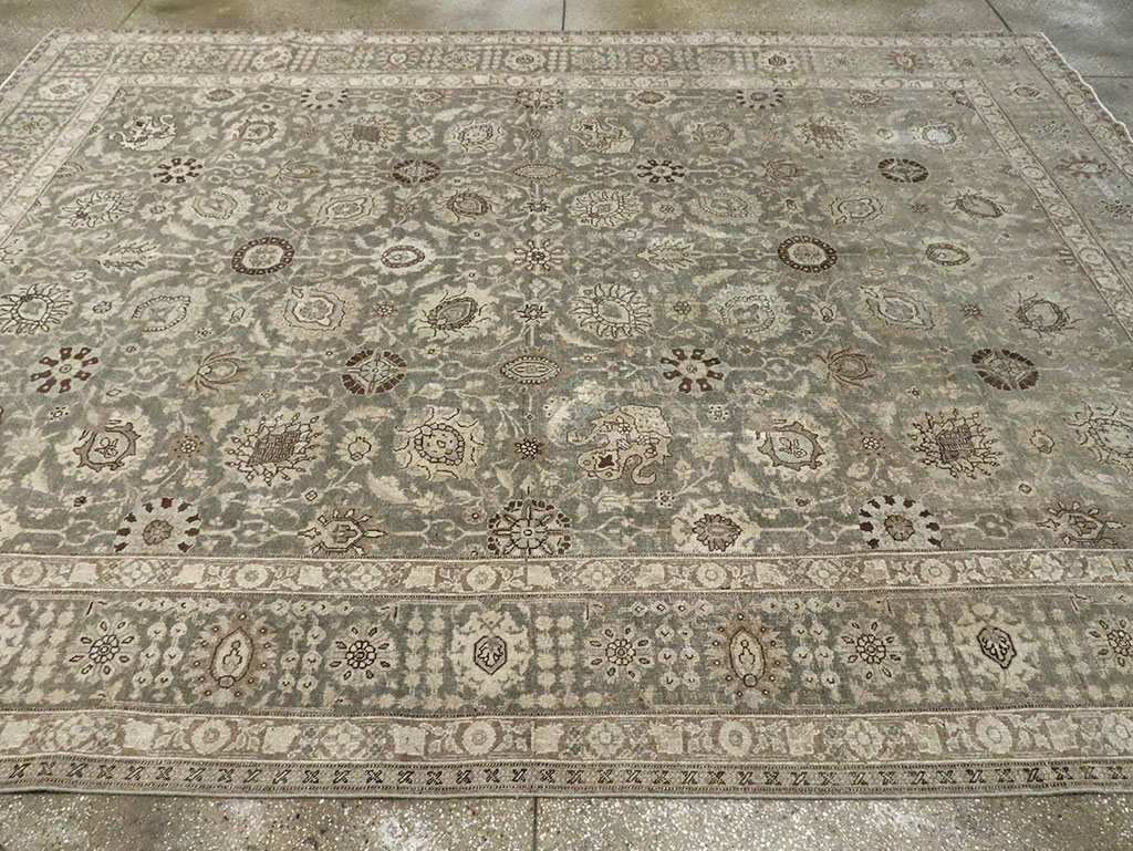 Antique Persian Tabriz Room Size Carpet, No.24597 - Staging