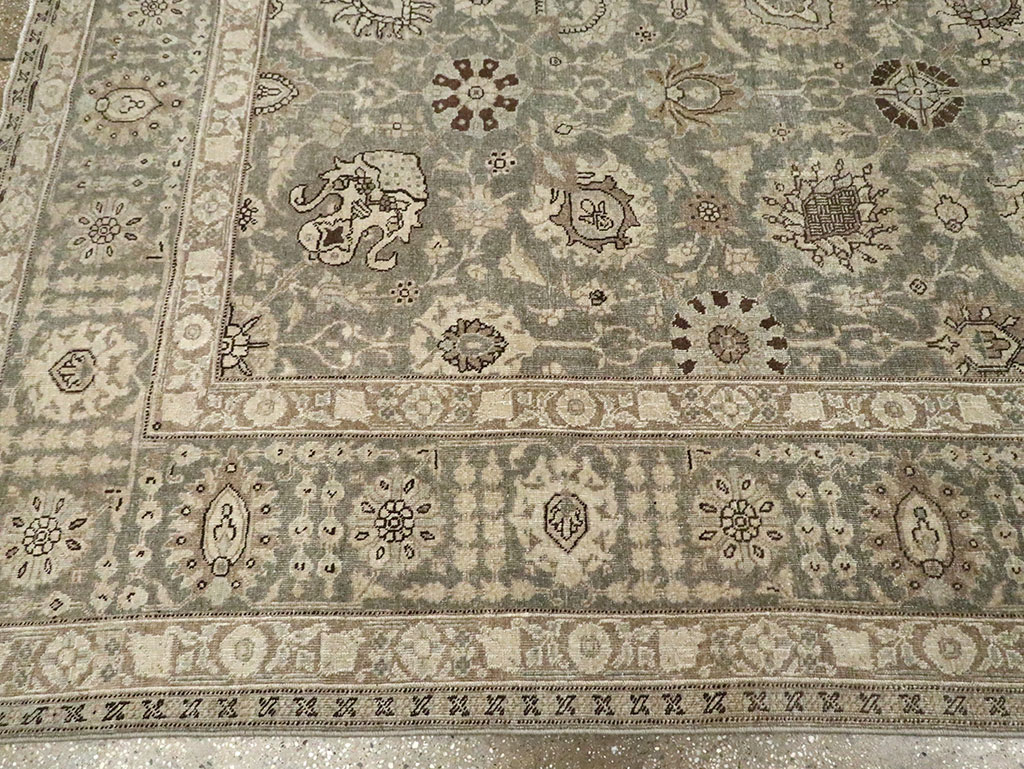 Antique Persian Tabriz Room Size Carpet, No.24597 - Staging