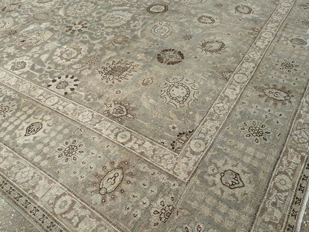 Antique Persian Tabriz Room Size Carpet, No.24597 - Staging