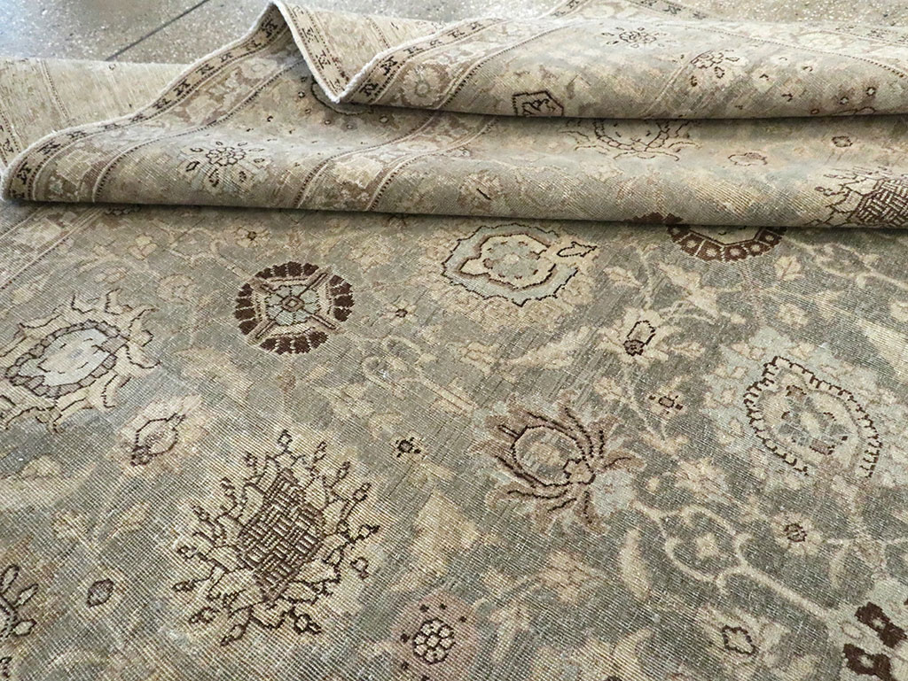 Antique Persian Tabriz Room Size Carpet, No.24597 - Staging