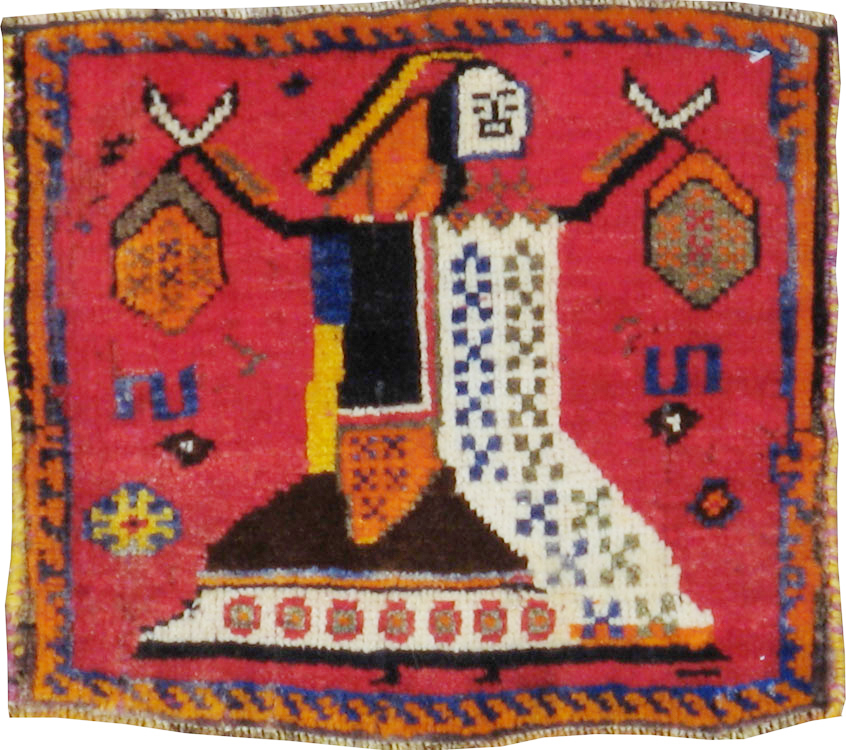 Vintage Persian Shiraz Pictorial Rug, No.24608 - Staging