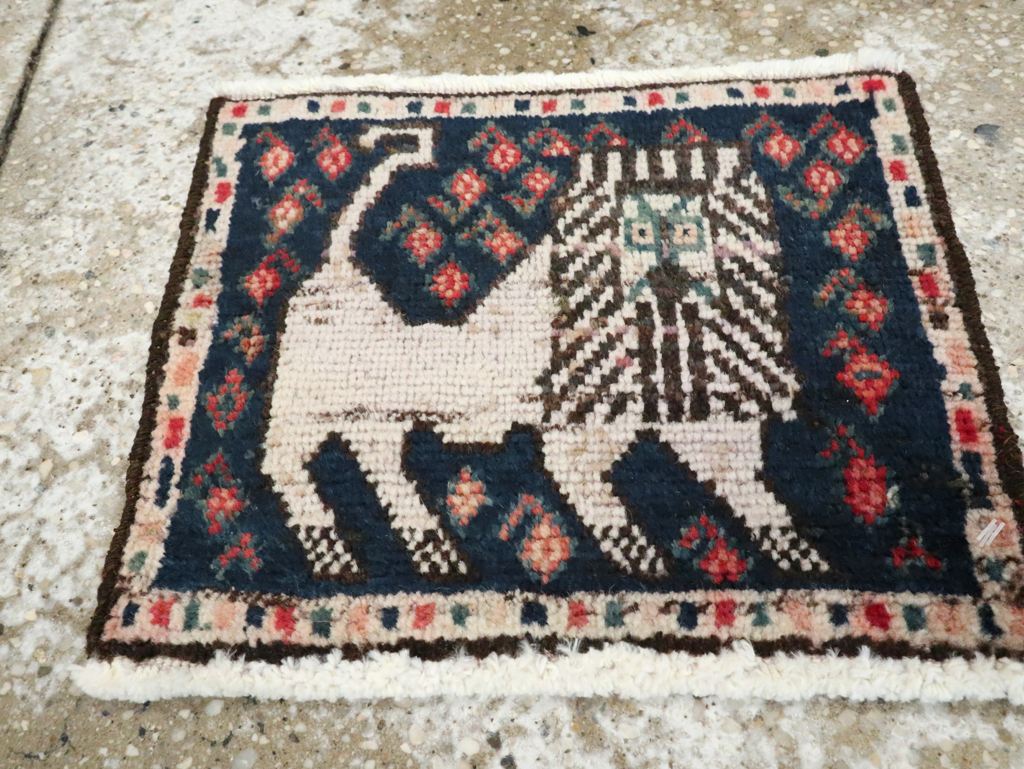 Antique Persian Hamadan Pictorial Rug, No.24612 - Staging