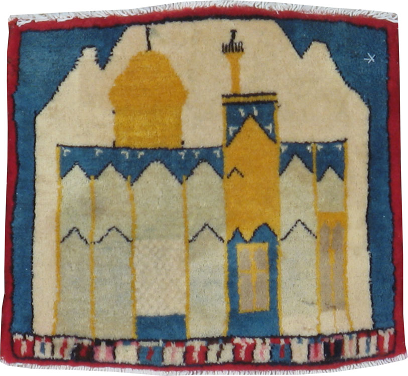 Vintage Persian Tabriz Pictorial Rug, No.24613 - Staging