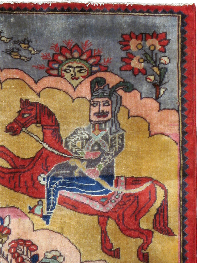 Vintage Persian Tabriz Pictorial Rug, No.24615 - Staging