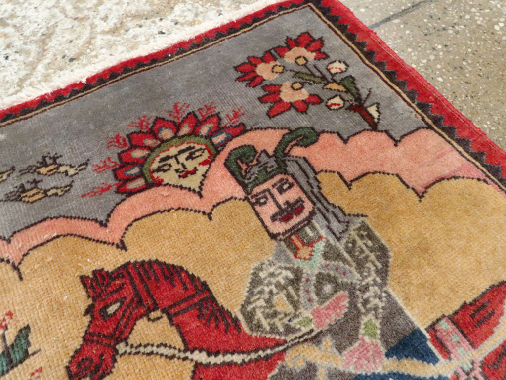 Vintage Persian Tabriz Pictorial Rug, No.24615 - Staging