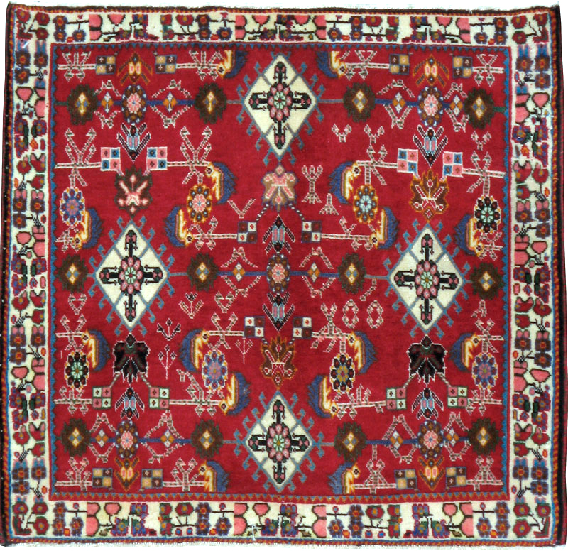 Vintage Persian Shiraz Square Rug (Pair: 4 of 4), No.24646 - Staging