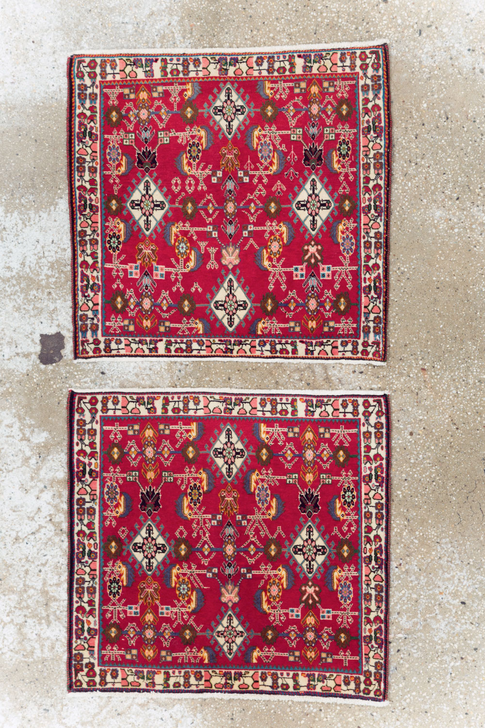 Vintage Persian Shiraz Square Rug (Pair: 4 of 4), No.24646 - Staging