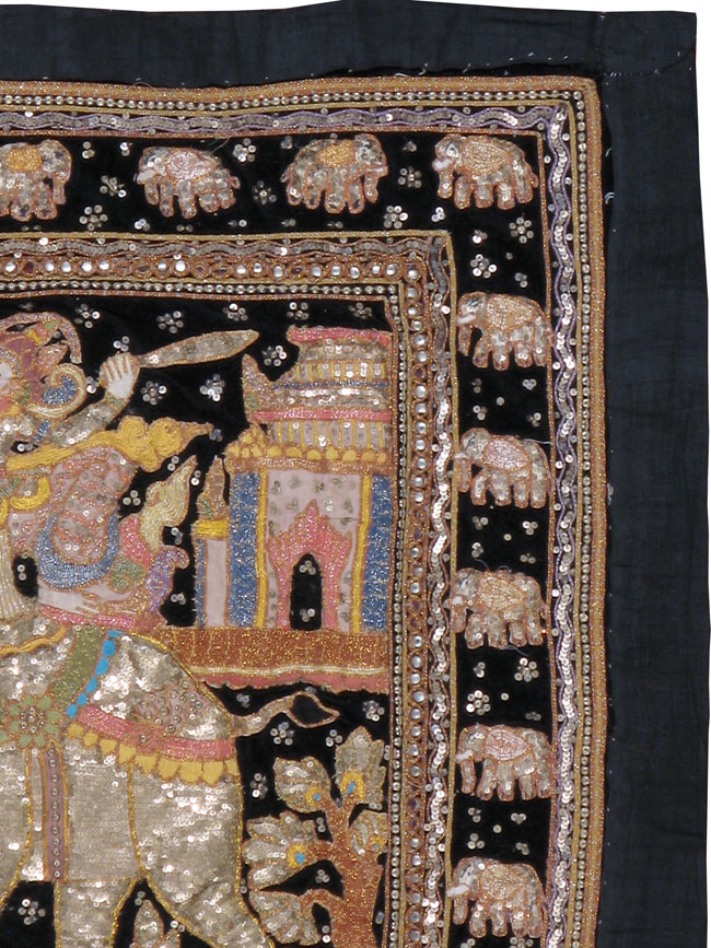 Burmese High Relief Richly Embroidered and Beaded Tapestry, No.24648 - Staging