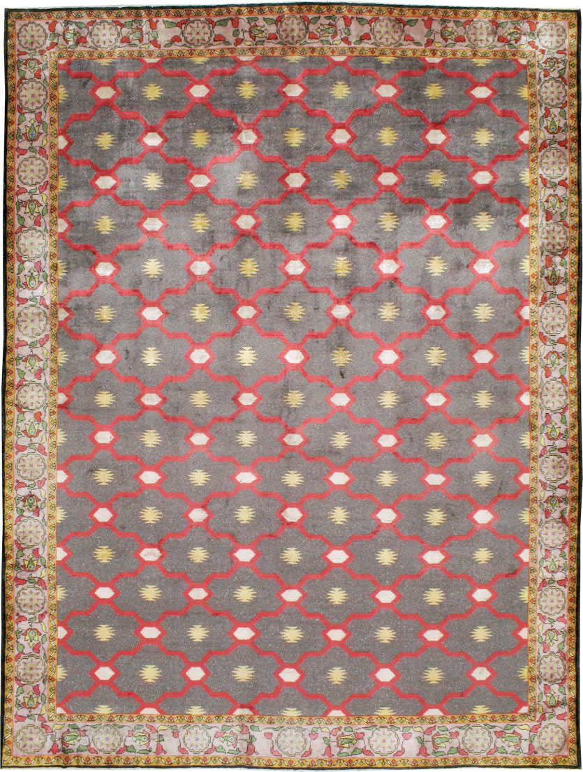 Vintage Indian Silk Agra Room Size Carpet, No.24652 - Staging